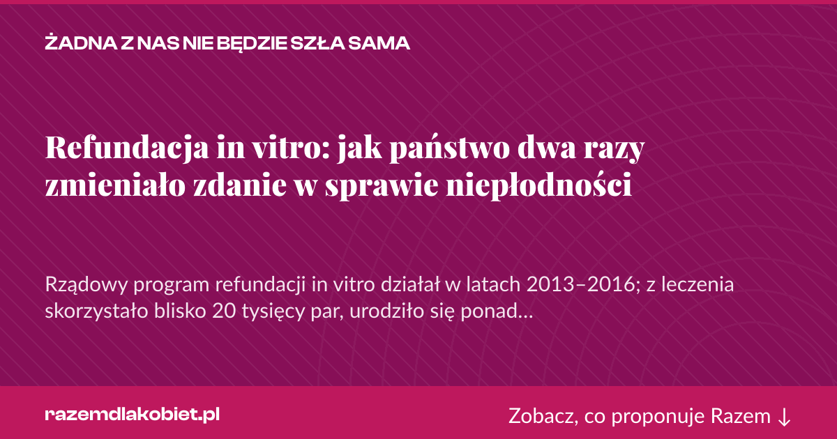 Karta social do udostępnienia: Refundacja in vitro: jak państwo dwa razy zmieniało zdanie w sprawie niepłodności