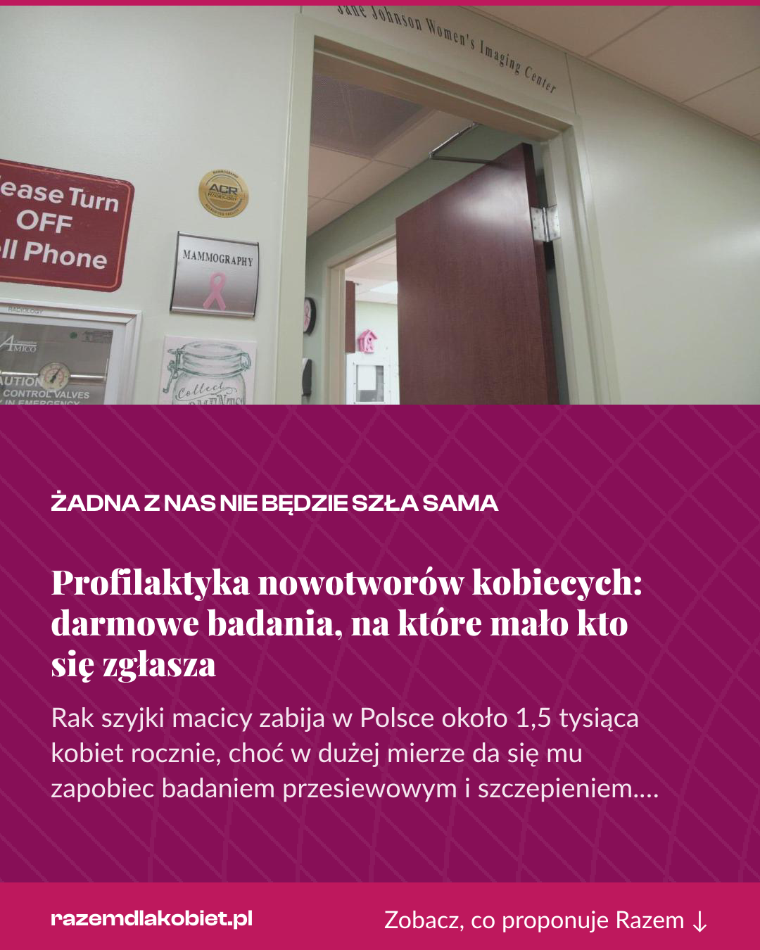Grafika pionowa do udostępnienia: Profilaktyka nowotworów kobiecych: darmowe badania, na które mało kto się zgłasza