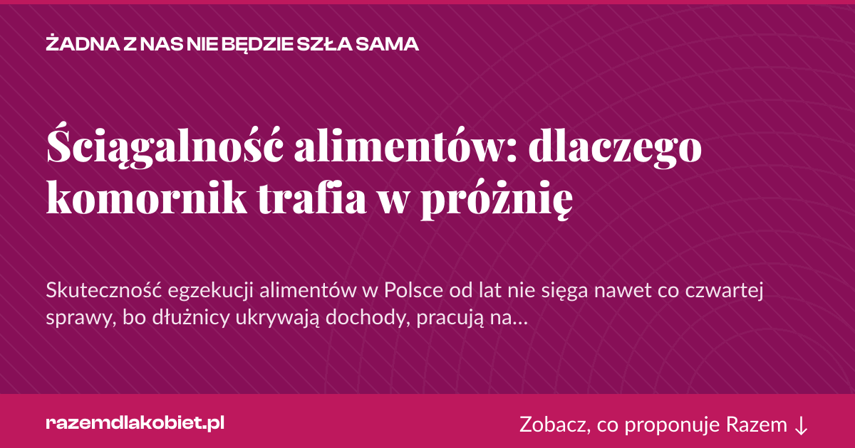 Karta social do udostępnienia: Ściągalność alimentów: dlaczego komornik trafia w próżnię