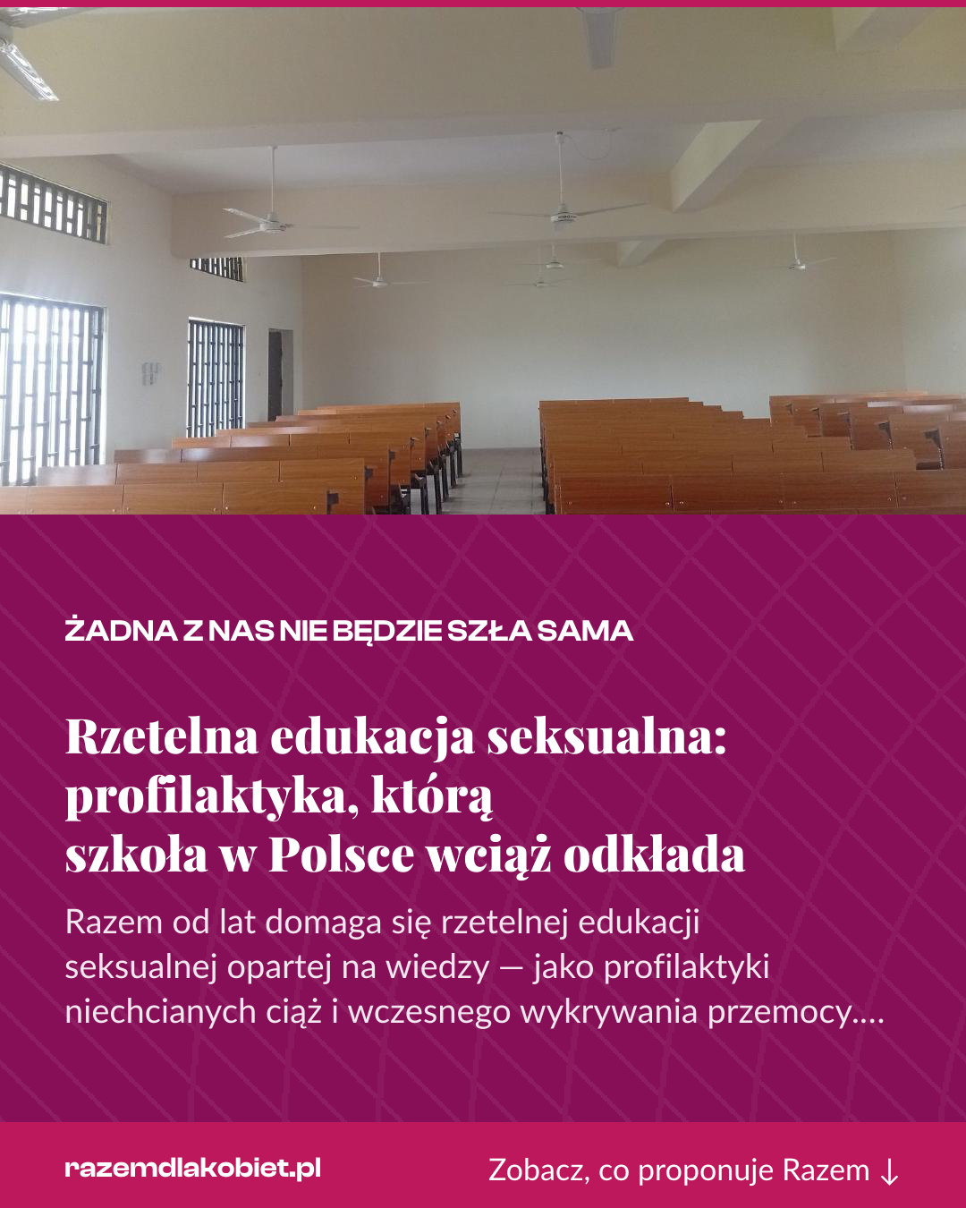 Grafika pionowa do udostępnienia: Rzetelna edukacja seksualna: profilaktyka, którą szkoła w Polsce wciąż odkłada
